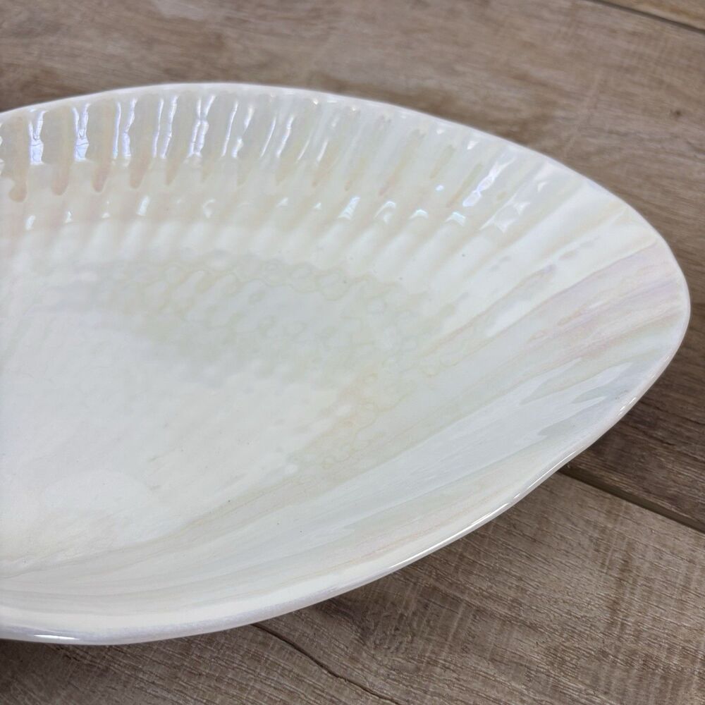 Wedgwood Nautilus Lustre 12" Oyster Seashell Dish England Bone China Iridescent - Picture 13 of 16